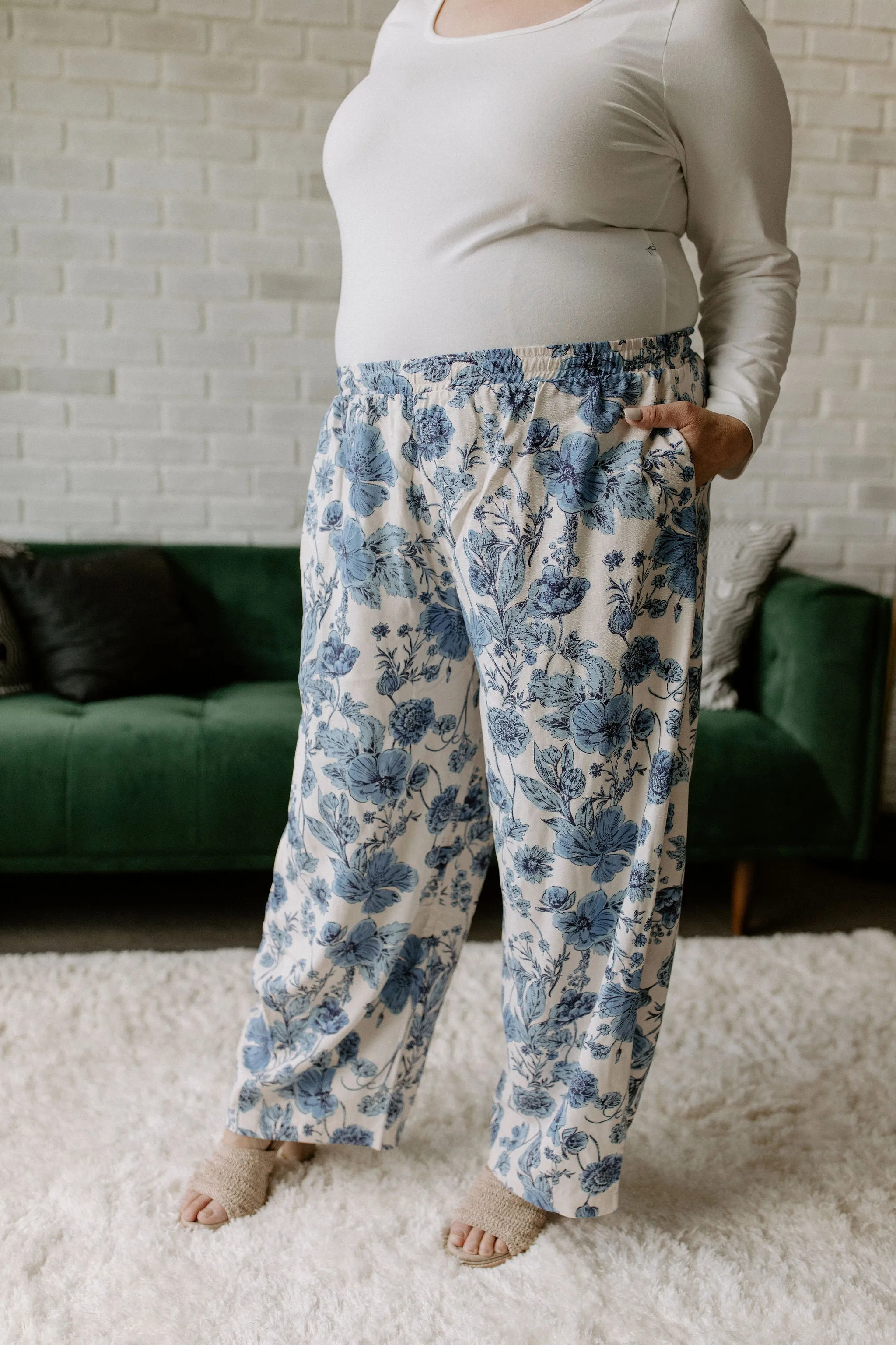 The Sonoma Floral Lantern Pant by NLT - Denim Blue - PLUS