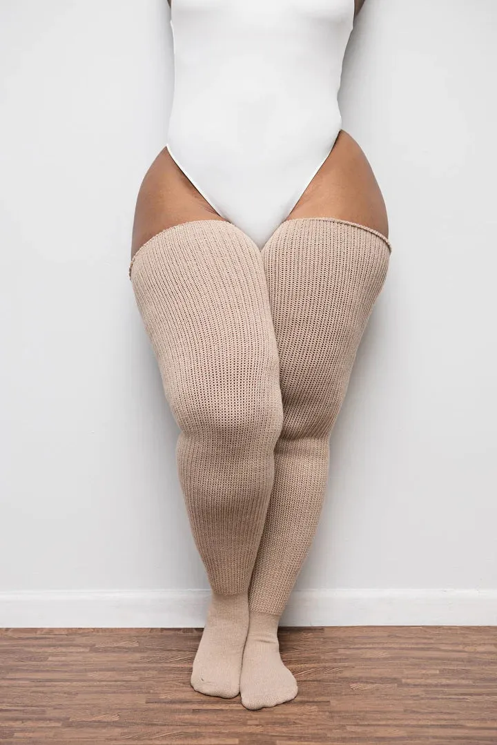 Thunda Thighs Thigh High Socks In Whole Wheat - Short   Long Lengths