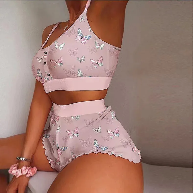Two Piece Pajama Style Sexy Nighty Loungewear Lingerie