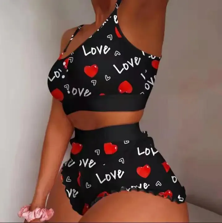 Two Piece Pajama Style Sexy Nighty Loungewear Lingerie