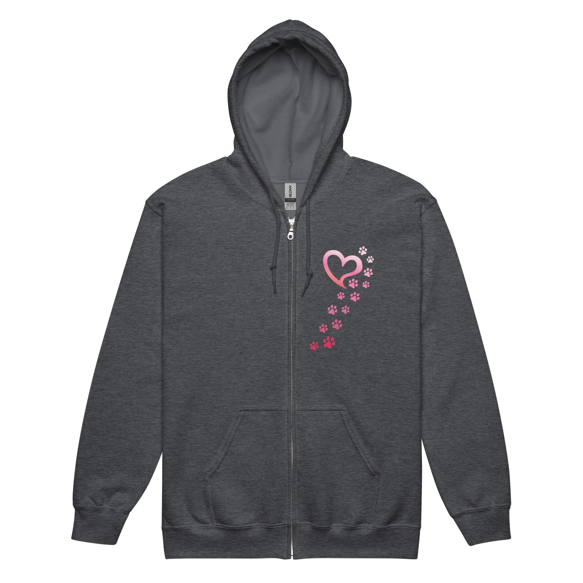 Valentine Paws To My Heart Heavy Blend Zip Hoodie