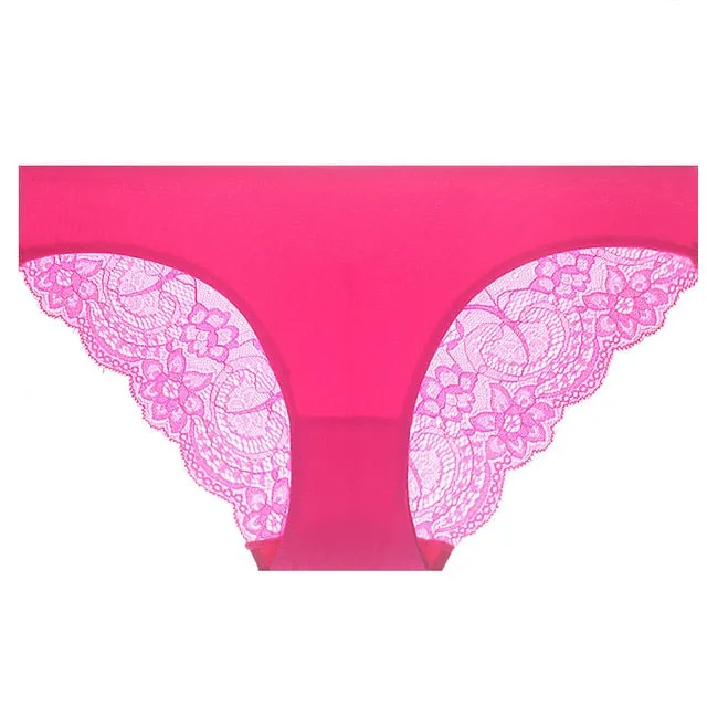 VenusFox Women's sexy seamless cotton lace panties Plus Size