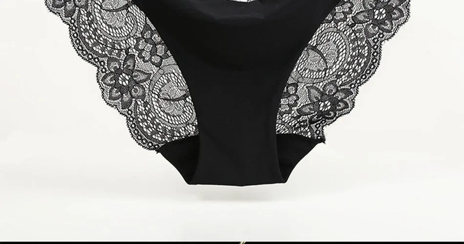 VenusFox Women's sexy seamless cotton lace panties Plus Size
