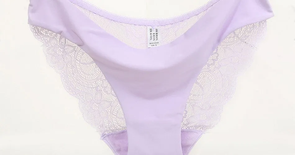 VenusFox Women's sexy seamless cotton lace panties Plus Size