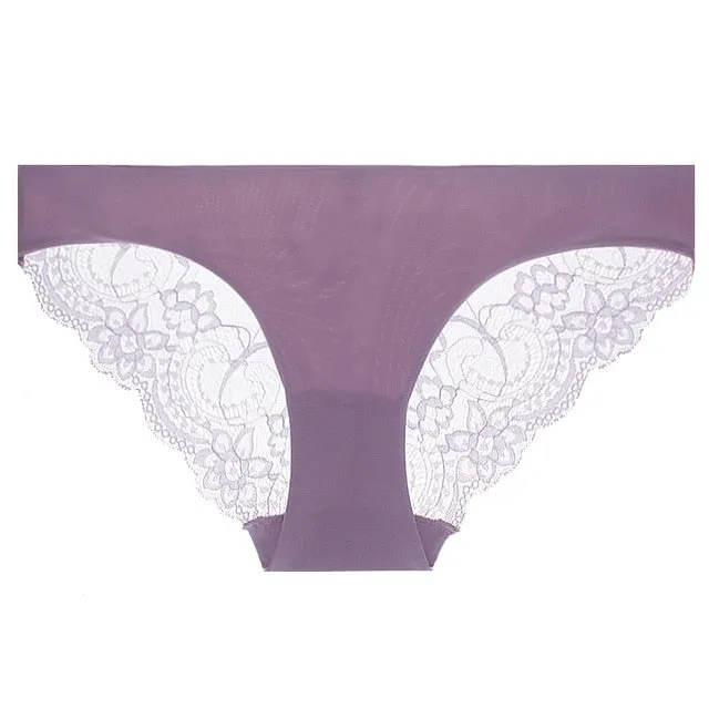 VenusFox Women's sexy seamless cotton lace panties Plus Size