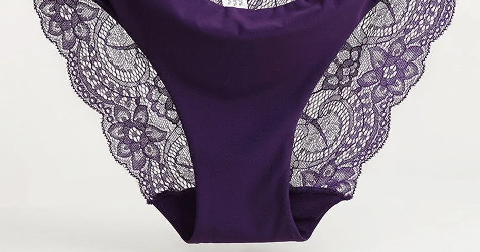 VenusFox Women's sexy seamless cotton lace panties Plus Size