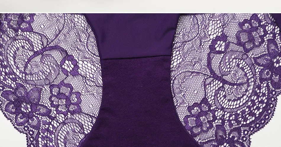 VenusFox Women's sexy seamless cotton lace panties Plus Size