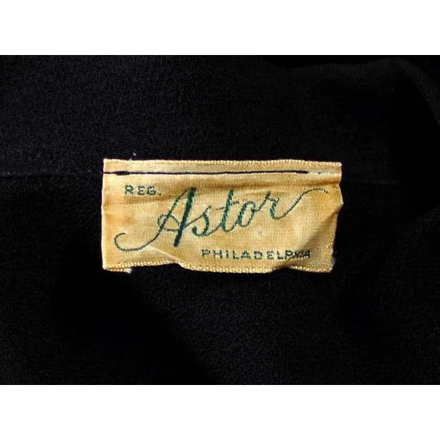 Vintage1940s Suit Black Rayon Embellished  Sequins Trim 1940s Astor Womens 43-31-41