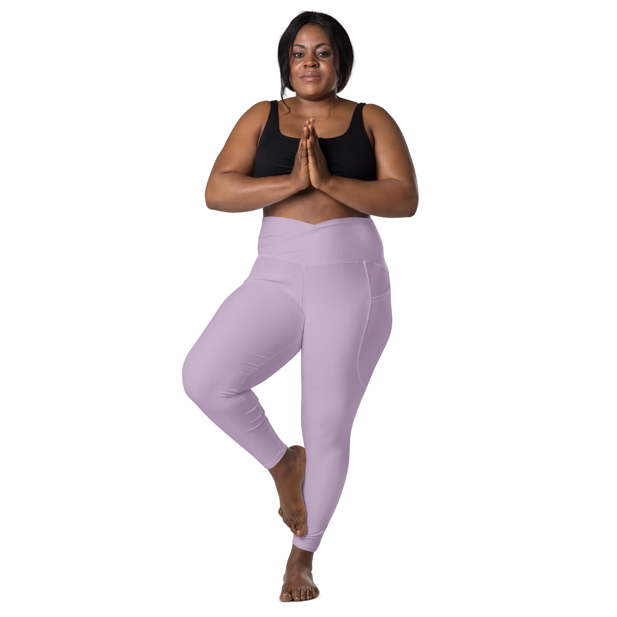 Viral Pale Purple High-Waist Crossover Leggings Funny 2XS-6XL Pockets Empowering