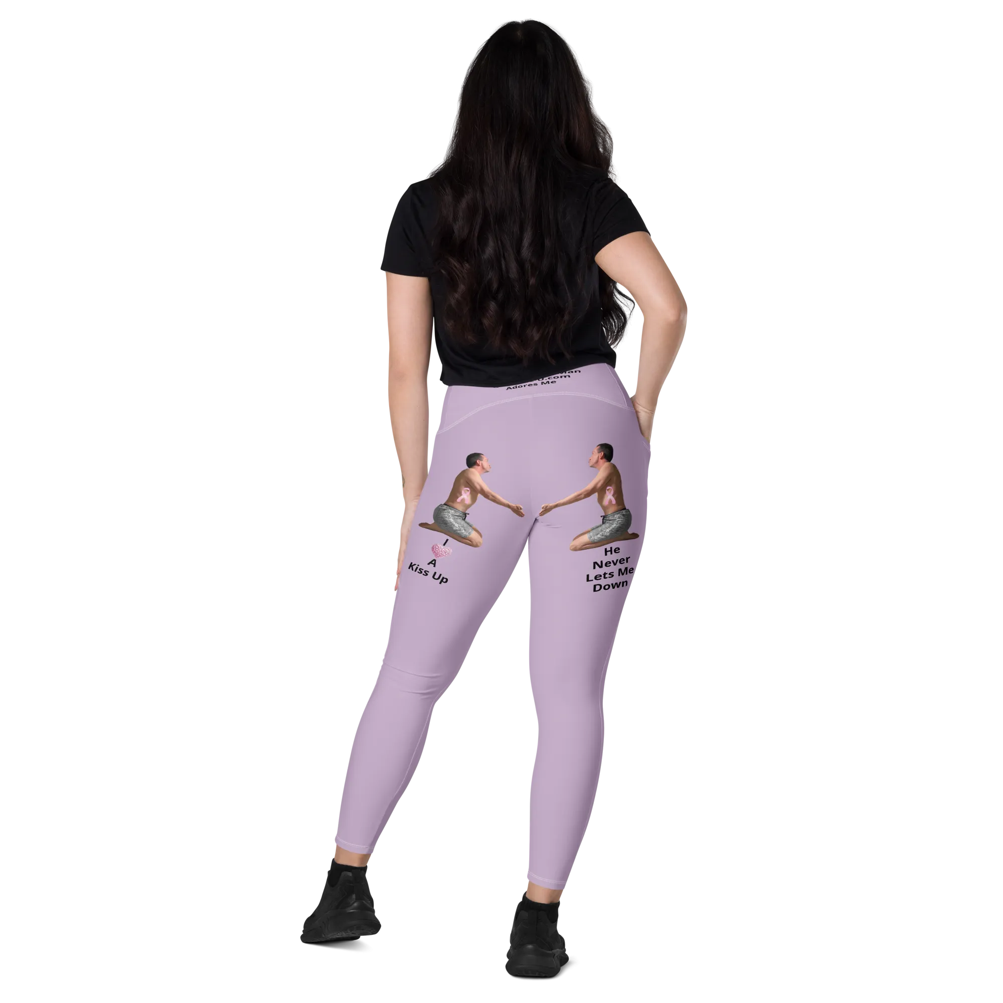 Viral Pale Purple High-Waist Crossover Leggings Funny 2XS-6XL Pockets Empowering