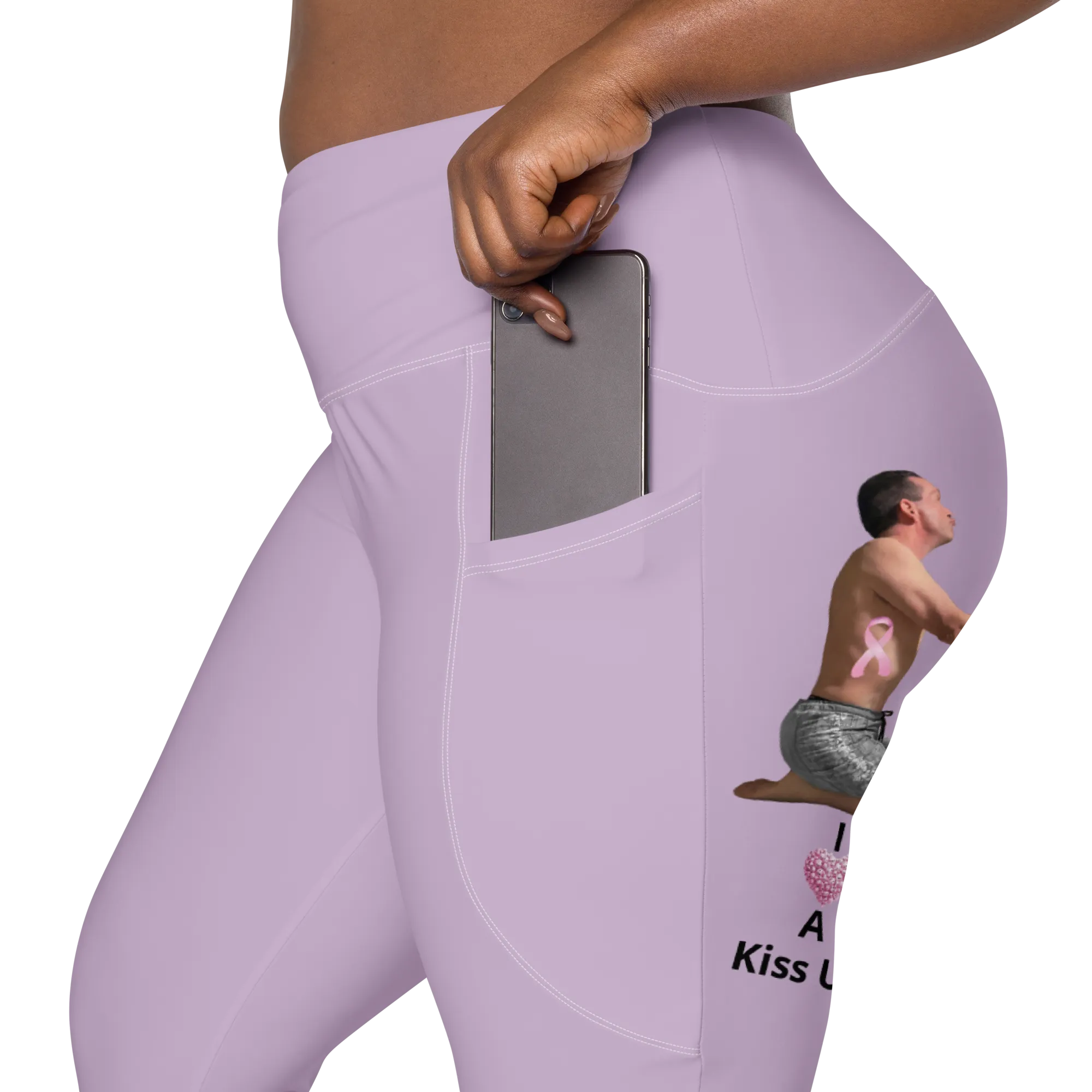 Viral Pale Purple High-Waist Crossover Leggings Funny 2XS-6XL Pockets Empowering
