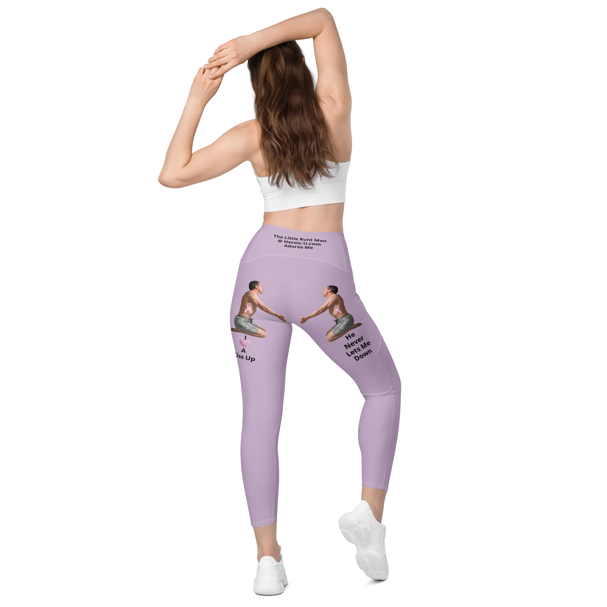 Viral Pale Purple High-Waist Crossover Leggings Funny 2XS-6XL Pockets Empowering