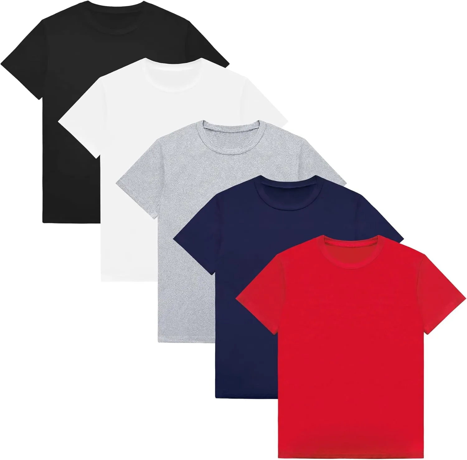 VOGRYE 5 Pack Boys Shirts Short Sleeve Shirts for Boys Cotton T-Shirts Kids Toddler Tshirts Tees Clothes Summer Tops