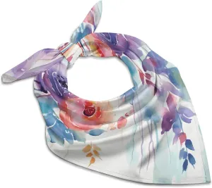 Watercolor Floral Silk Scarf Fashion Satin Head Scarf Lightweight Head Scarves for Neck Silk Scarves for Women Men Boho Hair Wrap Sleeping Kerchief Bandanas Pocket Square 25" X 25"