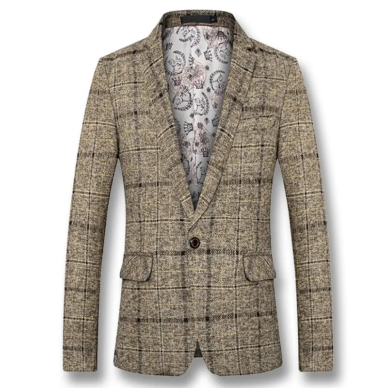 West Louis™ Autumn Plaid Men Blazer