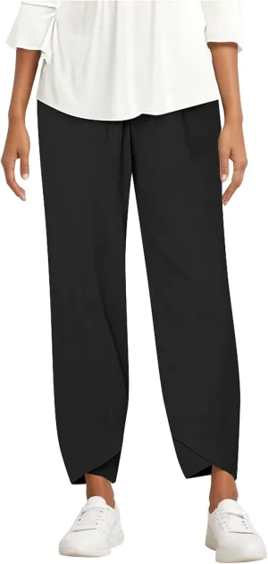 Wide Leg Linen Pants for Women Cotton Casual Summer Cropped Comfy Baggy Pants Straight Leg Breathable Loose Fit Trousers