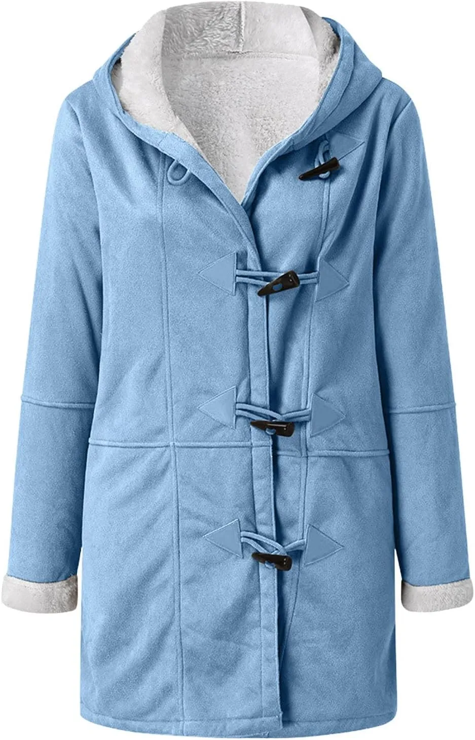 Windproof Sherpa Lined Outerwear for Women Winter, Fleece Hooded Overcoat with Pockets, Warm Thickened Parka Coat