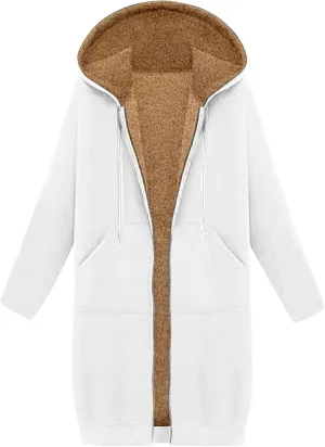 Winter Fleece Lined Sweatshirts Hoodies for Women Zip Up Knee Length Coats Comfy Hooded Jackets with Pockets