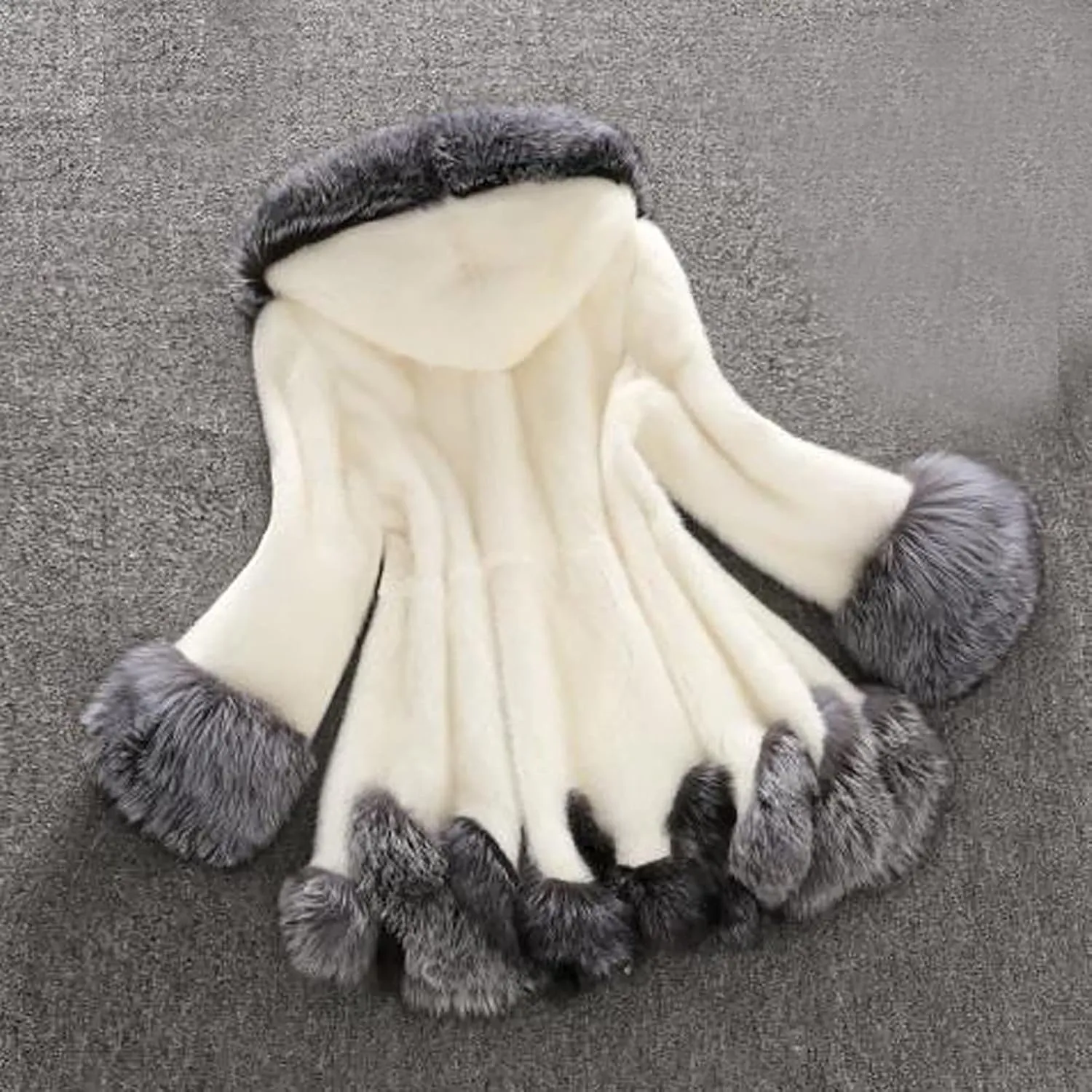 Women Bride Wedding Party Jacket Faux Fur Coats Fleece Fuzzy Overcoat Winter Thick Hooded Jackets Open Front Cardigan