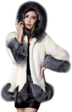 Women Bride Wedding Party Jacket Faux Fur Coats Fleece Fuzzy Overcoat Winter Thick Hooded Jackets Open Front Cardigan