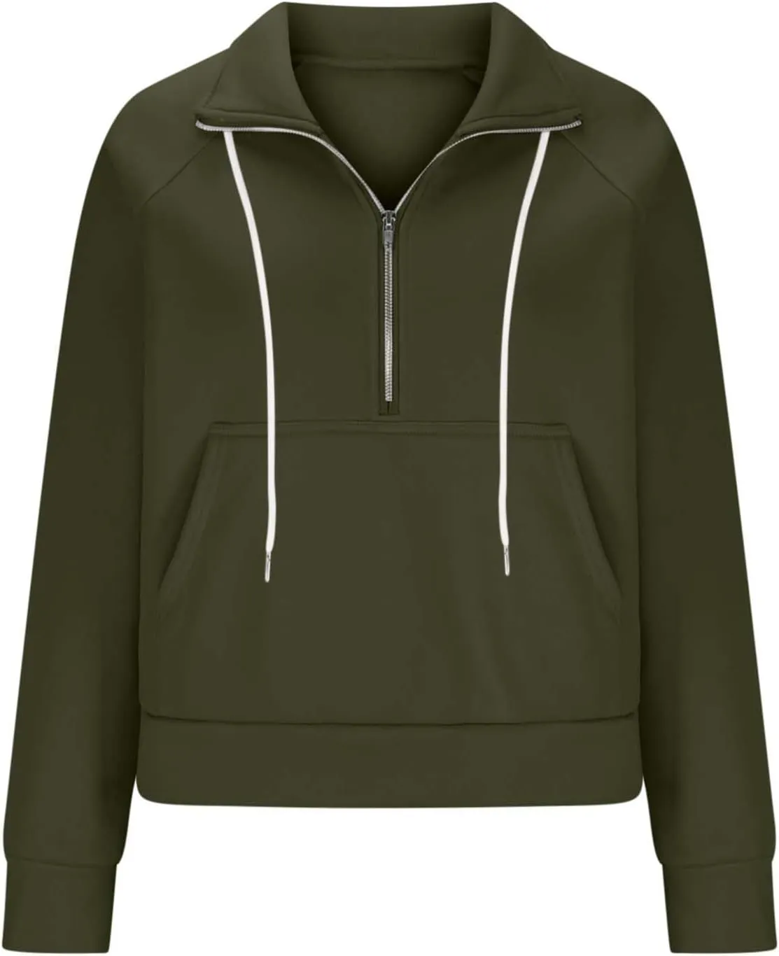 Women Casual Half Zip Sweatshirts 2024 Fall Trendy Long Sleeve Loose Tops Y2K Cropped Pullover Oversized Preppy Clothes