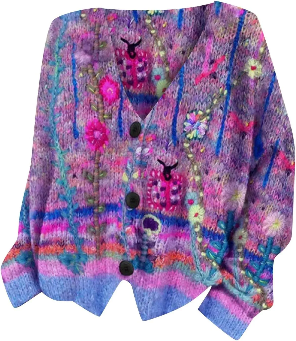 Women Cropped Cardigan Sweaters Striped Flower Lightweight Button Down V Neck Knit Lady Jackets 2024 Fall Outfits
