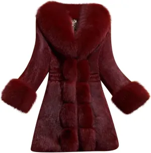 Women Faux Fur Coat Elegant Thick Warm Fashion Outerwear Long Furry Jacket Plus Size Solid Going Out Winter Overcoat