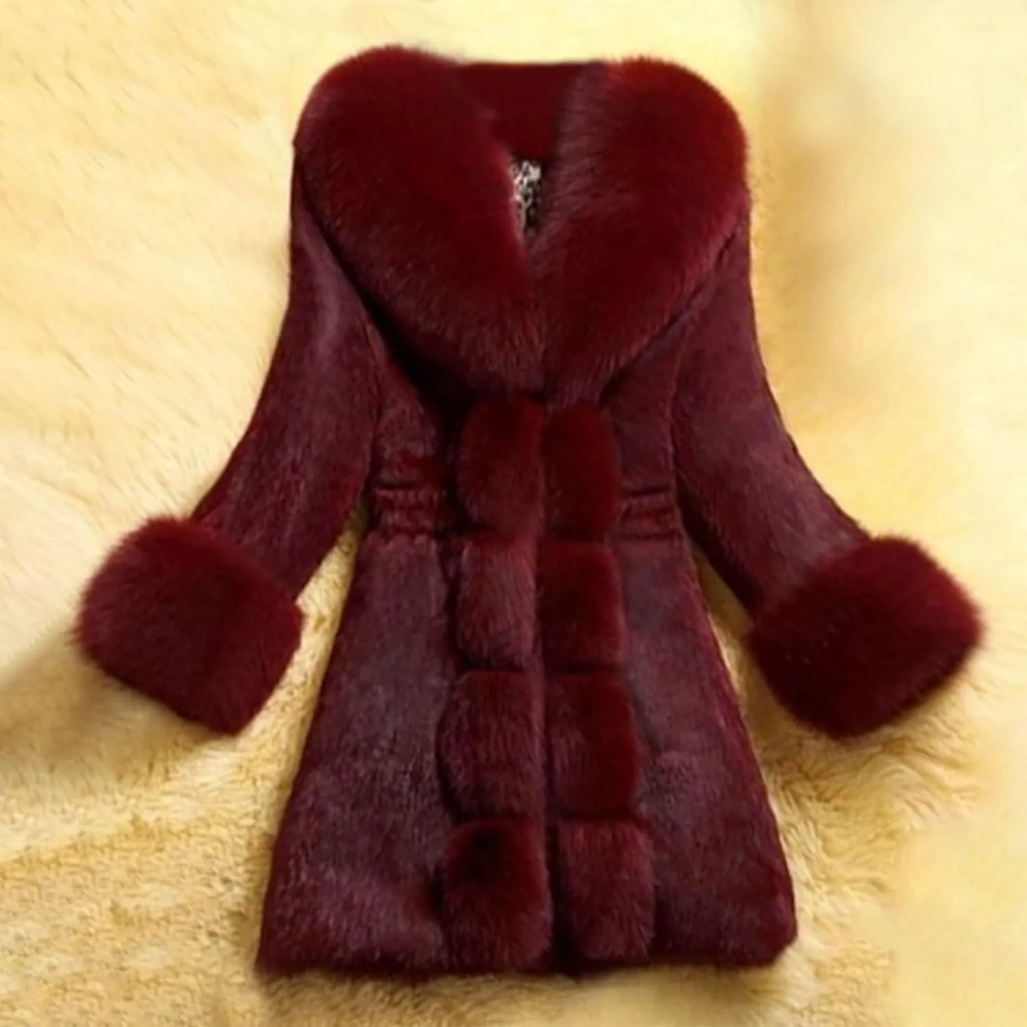 Women Faux Fur Coat Elegant Thick Warm Fashion Outerwear Long Furry Jacket Plus Size Solid Going Out Winter Overcoat