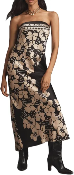 Women Floral Strapless Maxi Dress Y2K Bodycon Tube Long Dresses Sexy Party Formal Cocktail Beach Slit Dress