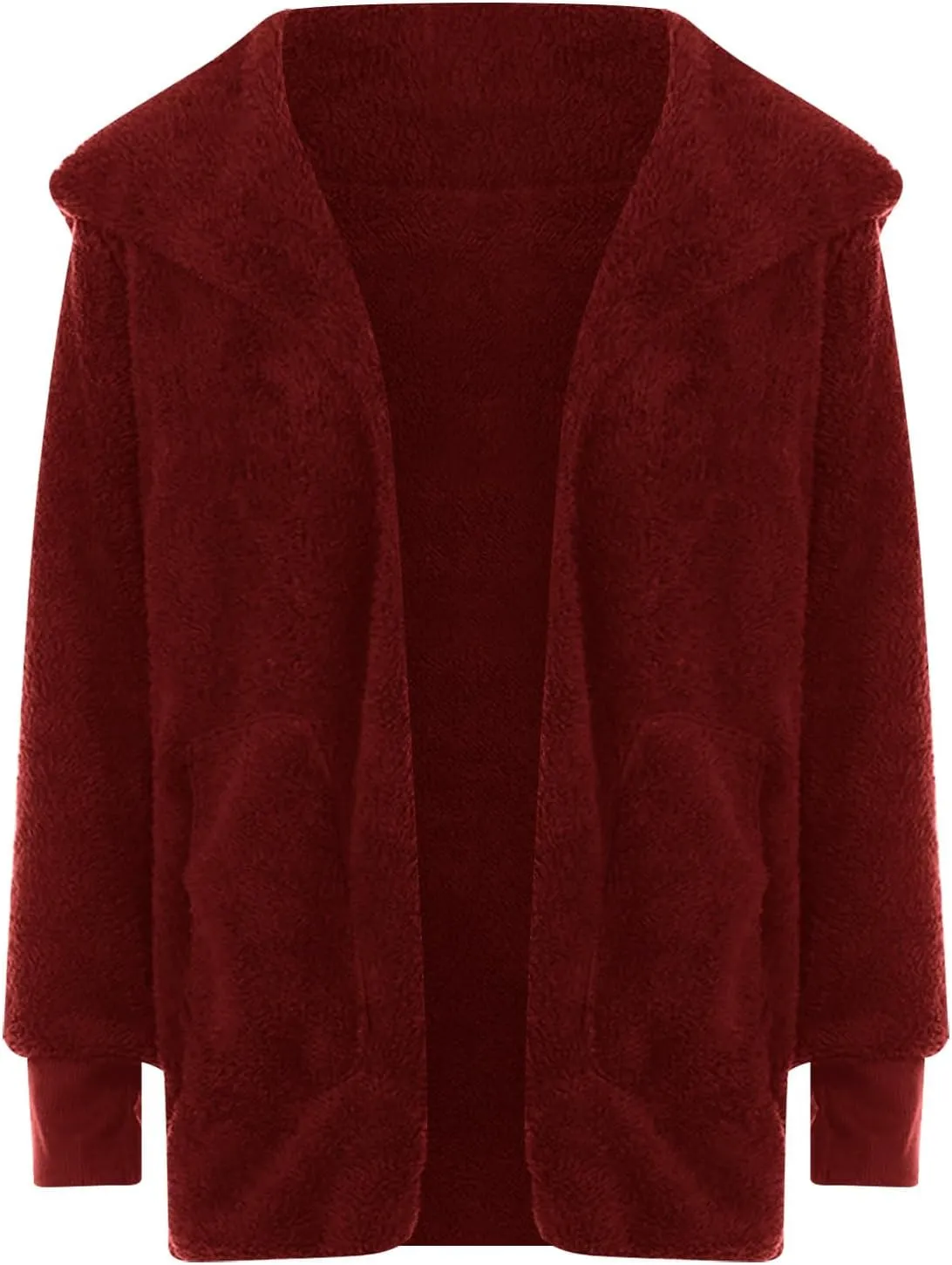 Women Oversized Plush Hoodie Coat Open Front Draped Pockets Cardigan Plain Plus Size Jacket Lightweight Sweater Coats