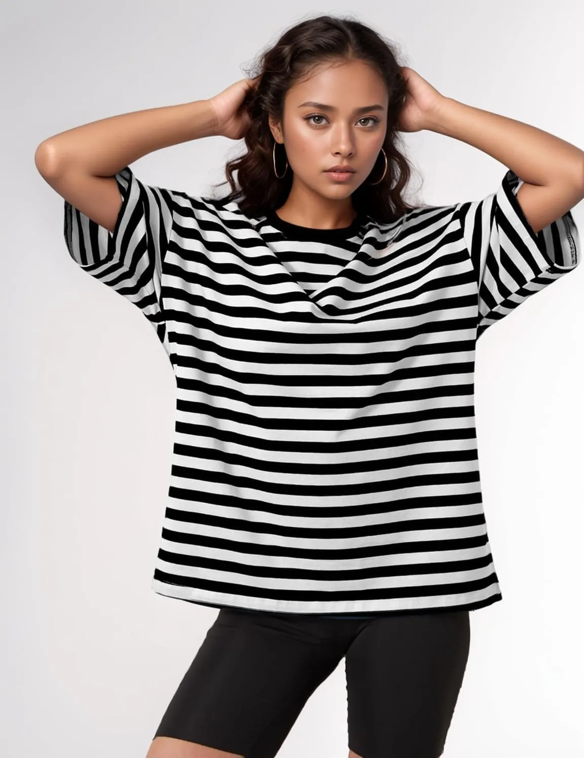 Women Oversized Striped T Shirts Color Block Crew Neck Basic Shirt Casual Tops Y2K Loose Pullover Short Sleeve Tee Tops