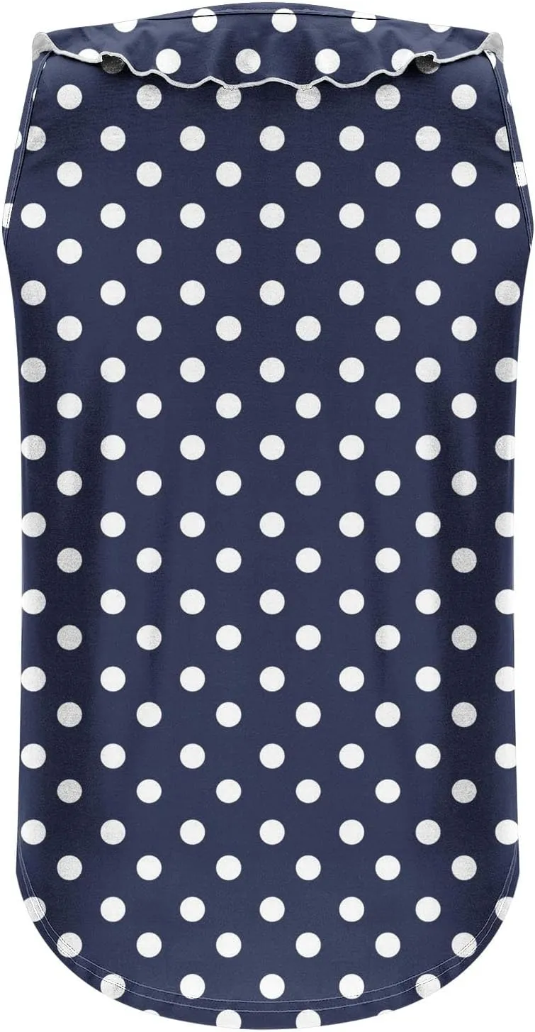 Women Polka Dot Summer Tank Tops, Sleeveless Ruffle Trim V-Neck Casual Vacation Shirts Soft Comfy Loose Daily Clothes