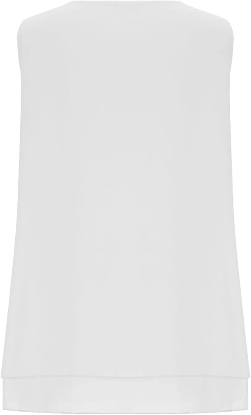 Women Summer Sleeveless Chiffon Shirts, Solid Color Loose Breathable Casual Tank Tops Fashion Ruffle Ruched Hem Clothes