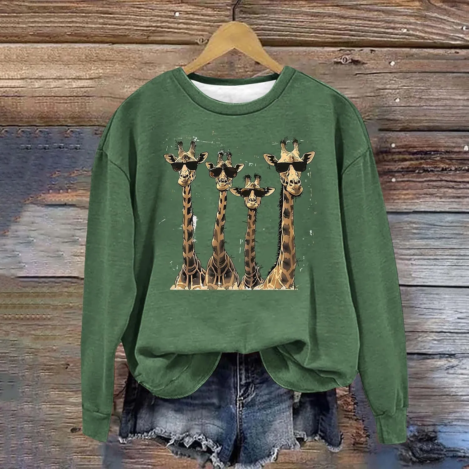Women Sweatshirt Cute Giraffe Pullover Hoodie Long Sleeve Tops Pullover Y2k Crewneck Sweatshirts 2024