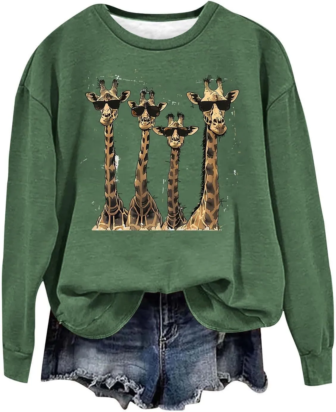 Women Sweatshirt Cute Giraffe Pullover Hoodie Long Sleeve Tops Pullover Y2k Crewneck Sweatshirts 2024