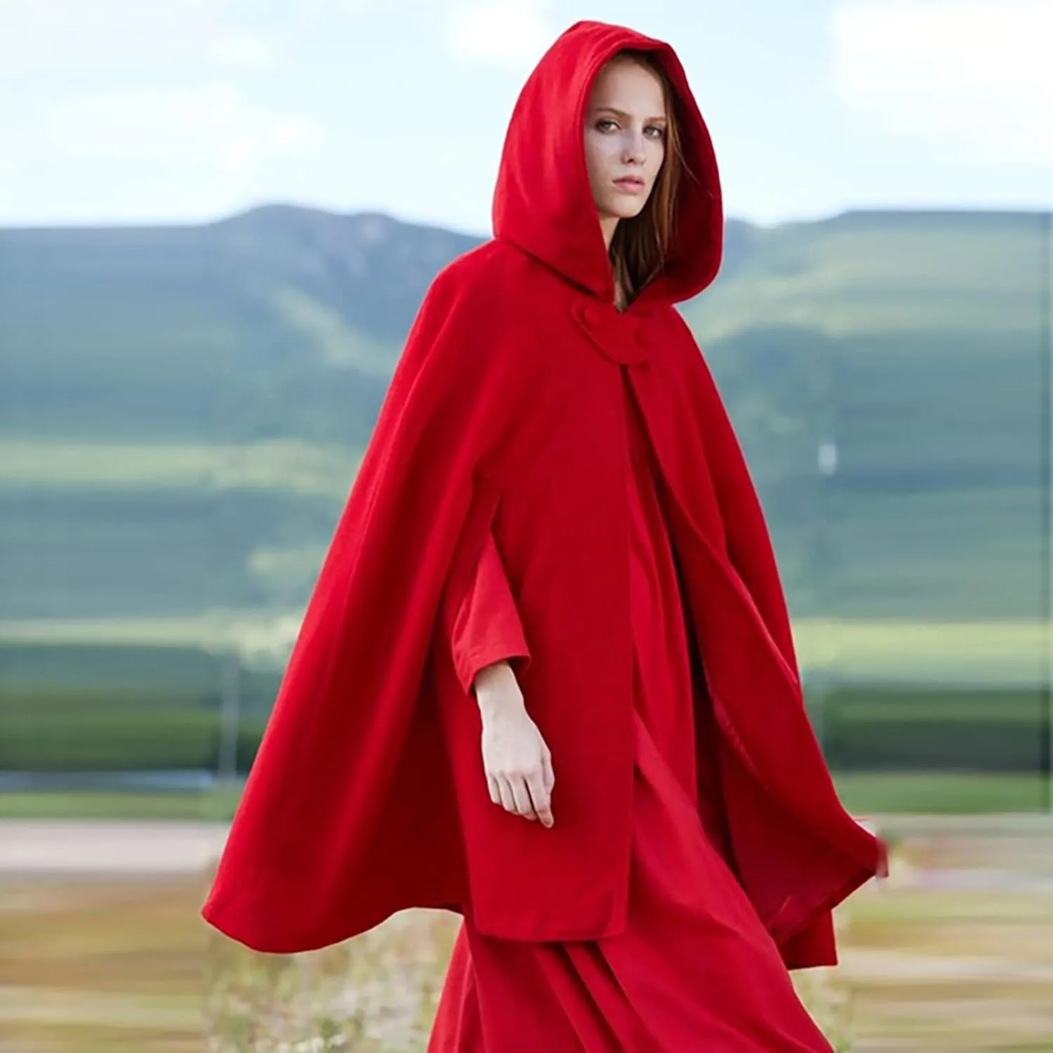 Women Trendy Trench Coat Open Front Cardigan Jacket Hooded Coats Shawl Cape Cloak Mantle Plus Gothic Halloween Cloak