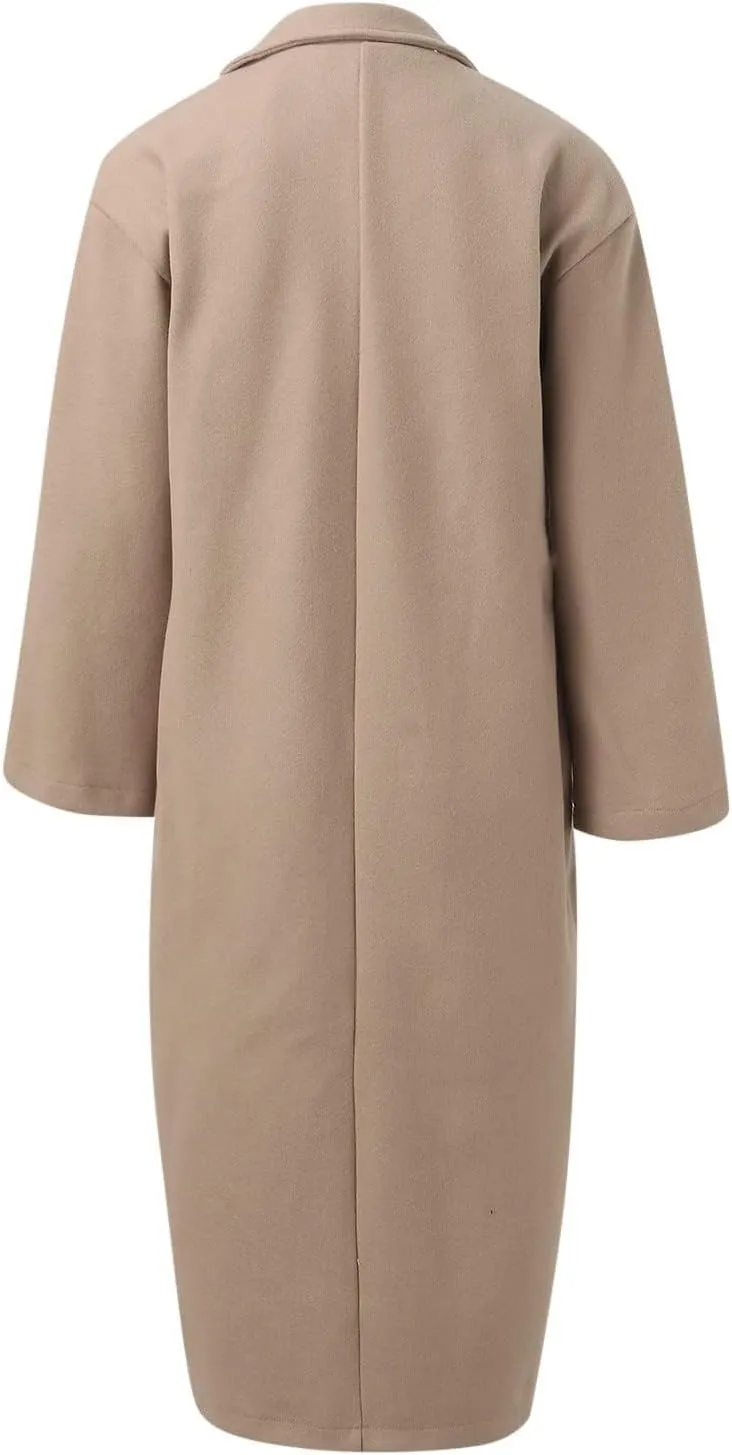 Women Turn Down Collar Overcoat Plus Size Casual Cardigan Coat Solid Oversized Jacket Fashion Winter Woolen Coats