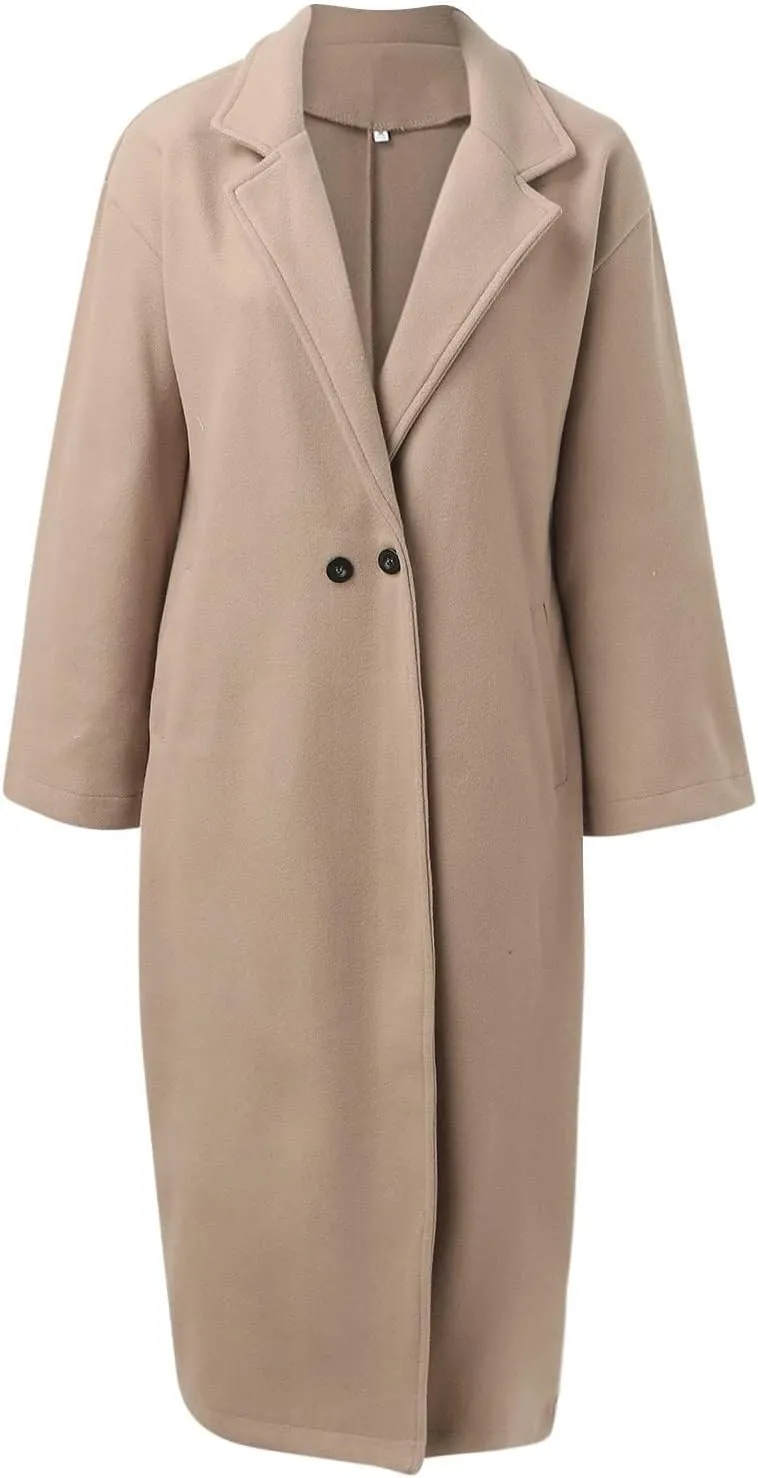 Women Turn Down Collar Overcoat Plus Size Casual Cardigan Coat Solid Oversized Jacket Fashion Winter Woolen Coats