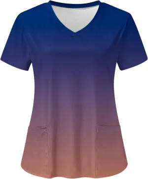 Women V Neck Tops Work Scrub Blouses for Women Short Sleeve Graphic Summer Fall Shirts 2025 Y2K