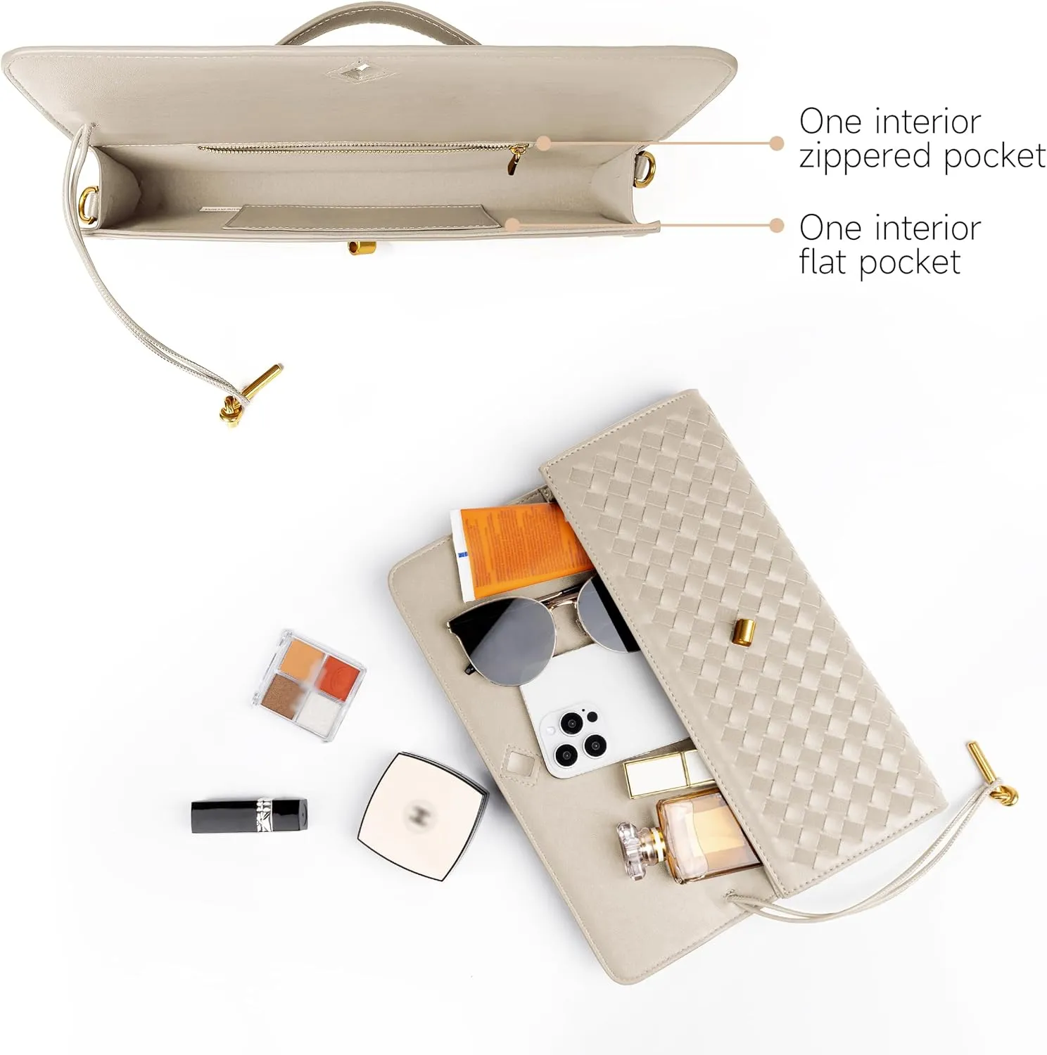 Women Woven Purse Evening Clutch Woven Leather Crossbody Suede Purse Formal Evening Bag