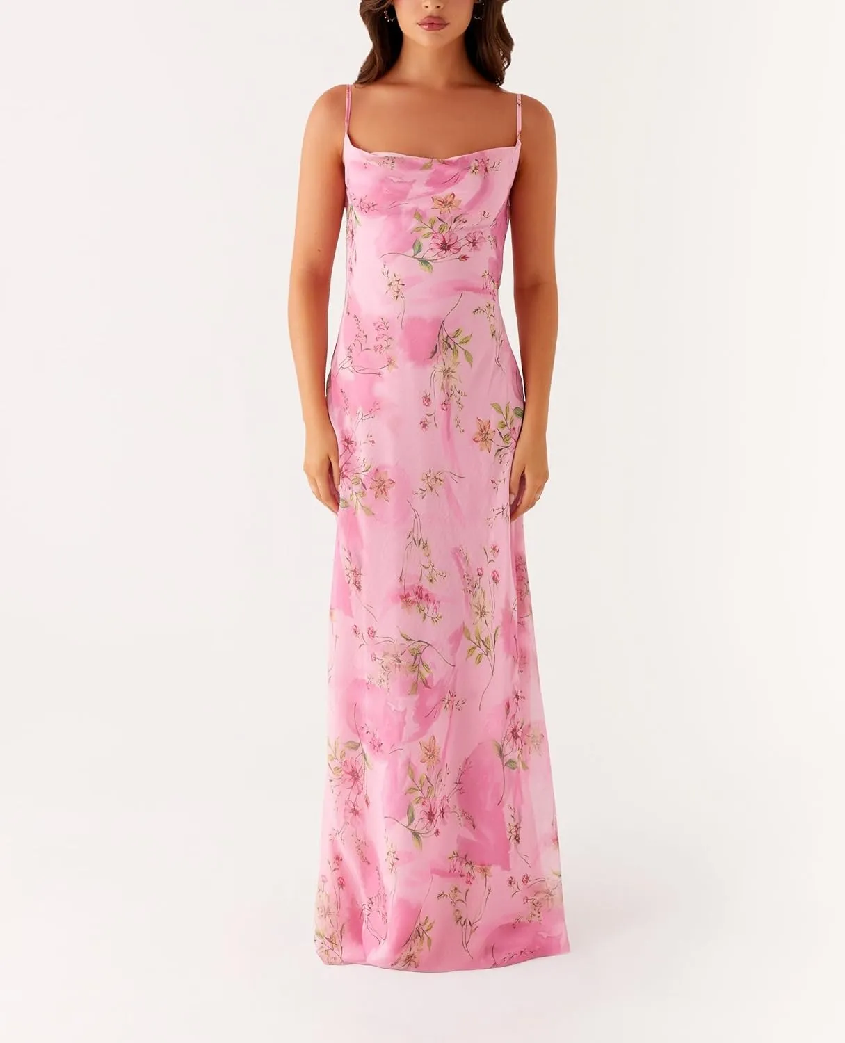 Women Y2K Floral Bodycon Maxi Dress Sleeveless Spaghetti Strap Low Cut Long Dress Boho Beachwear