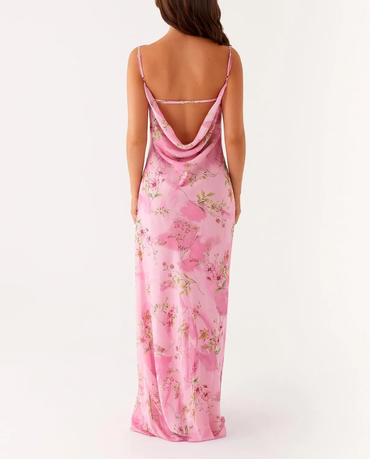 Women Y2K Floral Bodycon Maxi Dress Sleeveless Spaghetti Strap Low Cut Long Dress Boho Beachwear