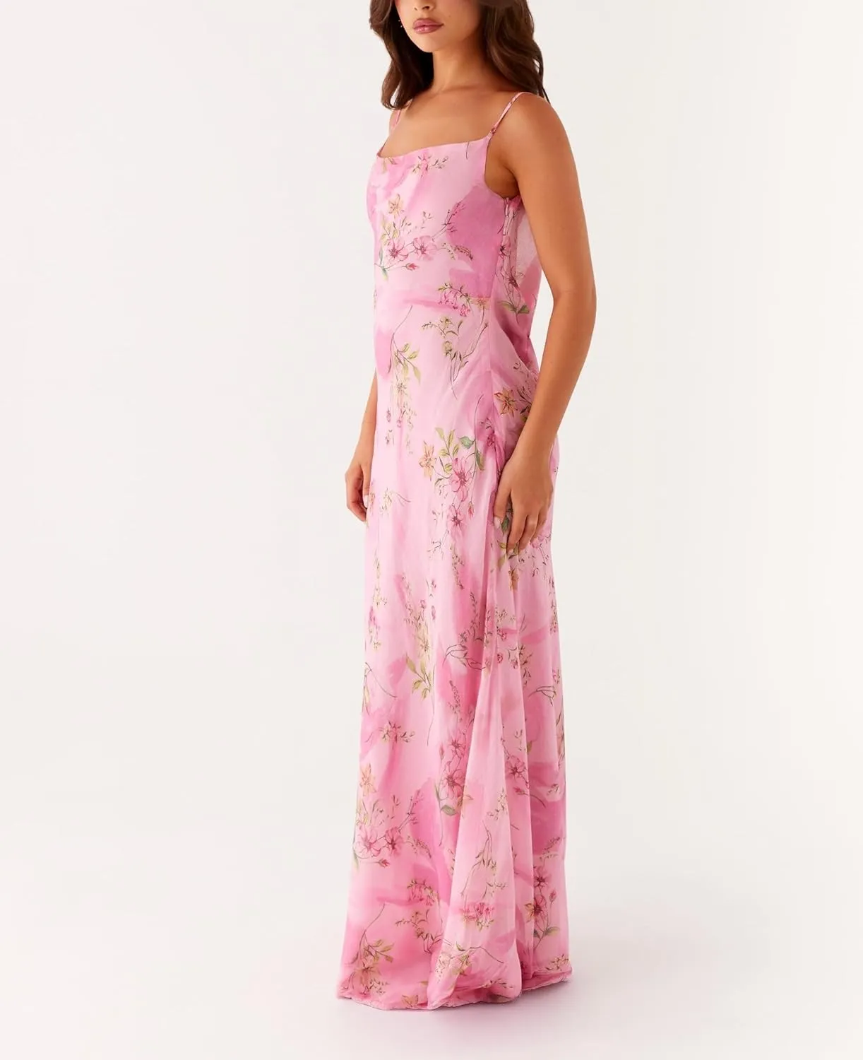 Women Y2K Floral Bodycon Maxi Dress Sleeveless Spaghetti Strap Low Cut Long Dress Boho Beachwear