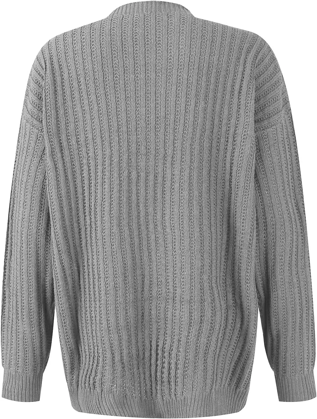 Women's 2024 Crew Neck Long Sleeve Pullover Sweater Casual Loose Fall Ribbed Knit Solid Drop Shoulder Jumper Tops