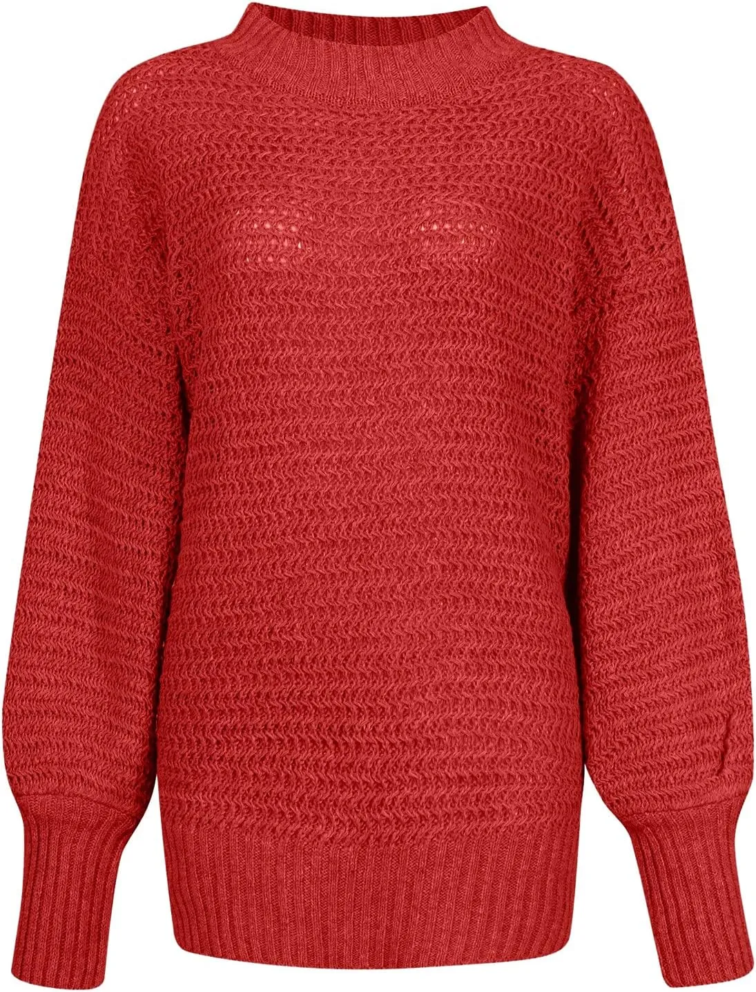Women's 2024 Fall Casual Fall Oversized Sweater Long Sleeve Crew Neck Side Slit Oversized Ribbed Knit Pullover Tops