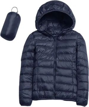 Womens 2024 Warm Lightweight Hooded Windproof Winter Coat Long Sleeve Casual Down Coat Home Outdoor Quilted Puffer Coat