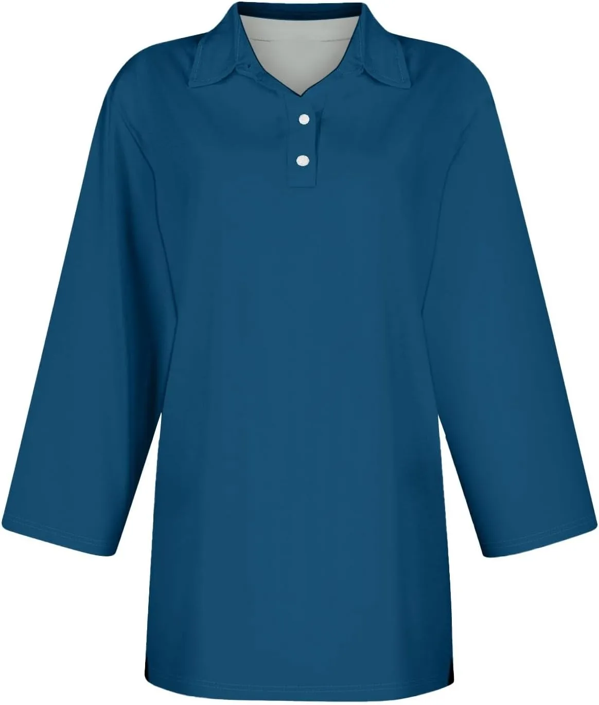 Womens 3/4 Sleeve Polo Shirts Business Casual V Neck Lapel Collar Button Down Work Polos Plus Size Basic Cute Tees