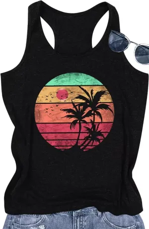Womens Boho Floral Tank Tops Vintage Mandala Racerback Tank Summer Short Sleeve Tank Cute Tank Tops