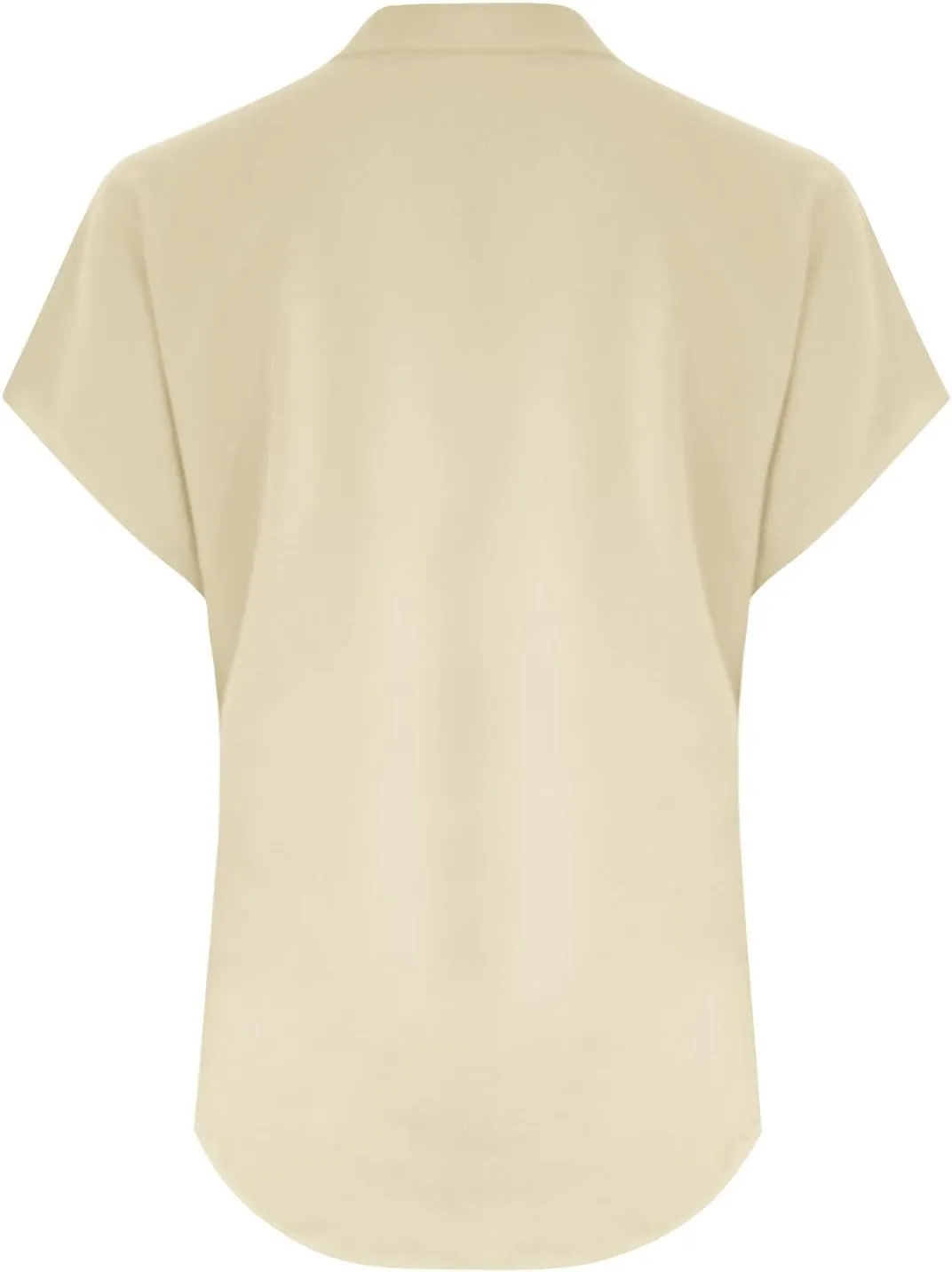 Womens Button Down Shirt Cotton Linen Blouse Stand Up Collarless Tops V-Neck Cotton Short Sleeved Blouse for Women 2025