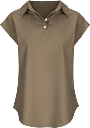 Women's Cap Sleeve Golf Polo Shirt Collared V Neck Tennis Tank Tops UPF 50  Quick Dry Lightweight Casual Athletic Top